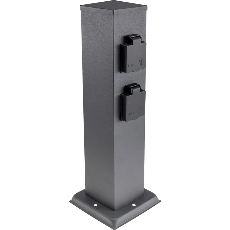 ChiliTec Steckdosensäule 4-fach, IP44, Anthrazit250V / 16A, 13x13x40cm – Bild 2