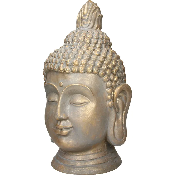 Buddha Kopf Statue 53cm bronze aus Polyresin