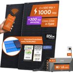 Solarway All In One Speicher Balkonkraftwerk 1000W mit Anker Solix 2 PRO Speicher - 500W Solaranlage Komplettset, Stockschrauben Halterung