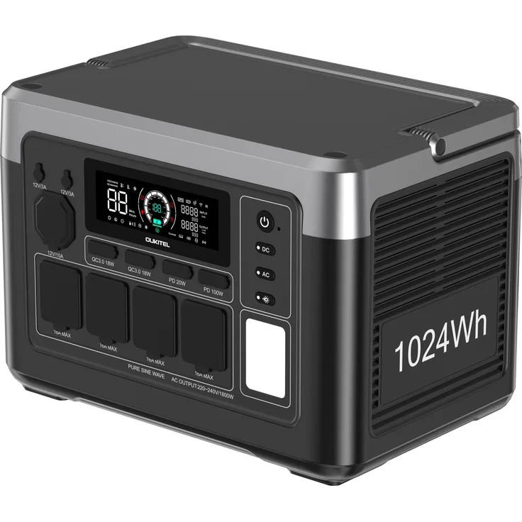 OUKITEL P1000E PLUS Tragbares Kraftwerk mit 1800W Leistung, 1024Wh Kapazität und schneller AC-Ladung
