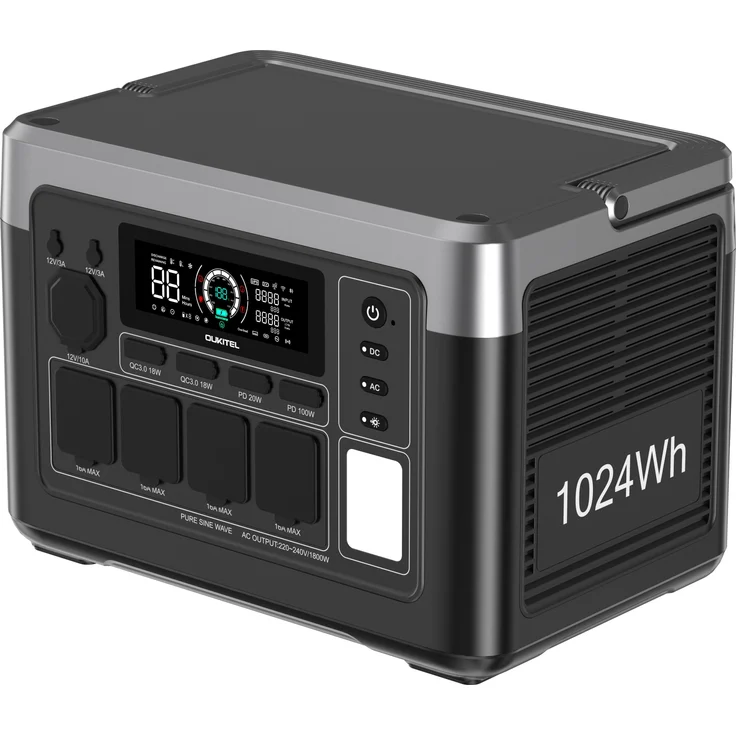 OUKITEL P1000E PLUS Tragbares Kraftwerk mit 1800W Leistung, 1024Wh Kapazität und schneller AC-Ladung