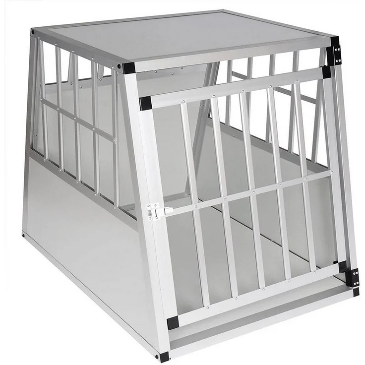 EUGAD Tiertransportbox, Hundetransportbox Alu Reisebox Autobox 85x65x69 cm, Silber, mit Sicherheitsverschluss und guter Belüftung - Preisvergleich – Bild 1