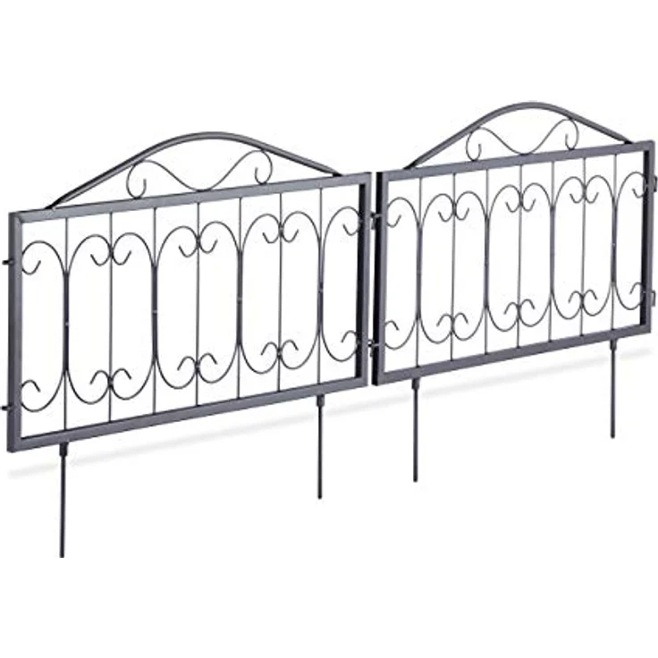 Relaxdays Rasenkante Beetzaun, dekorative Beeteinfassung mit antikem Design, 225 cm, schwarz oder grün – Bild 3