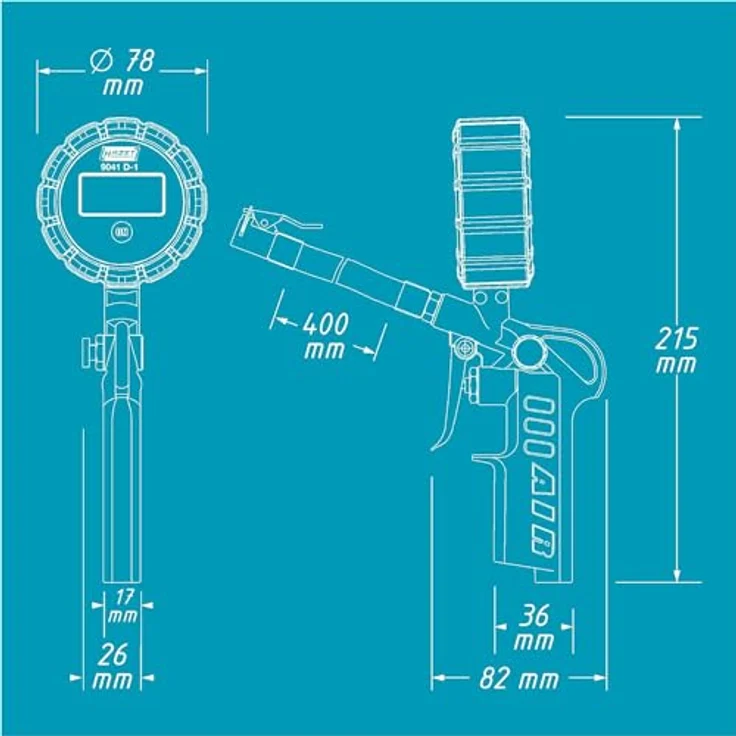 Hazet Reifenfüll-Messgerät (Beleuchtete, digitale Anzeige, Manometer-Durchmesser: 65 mm, Messbereich: 0-12 bar) 9041D-1 – Bild 6