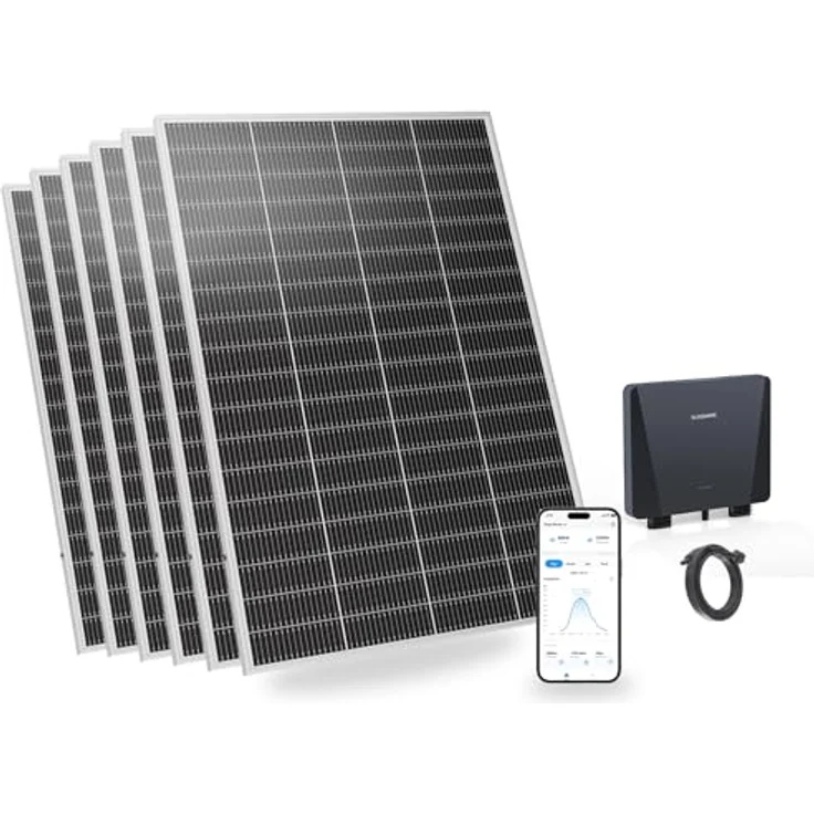 SUNSHARE Ray Lite Basic Kit 1200 W, PV-Anlage mit 6 ultraleichten Solarmodulen und Smart Mikro-Wechselrichter, Plug-&-Play, WLAN-Überwachung – Bild 1