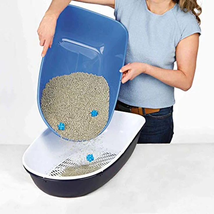 Trixie T40154 40154 Katzentoilette Berto, 39 × 22 × 59 cm, dunkelgrau/pastellblau/granit – Bild 3
