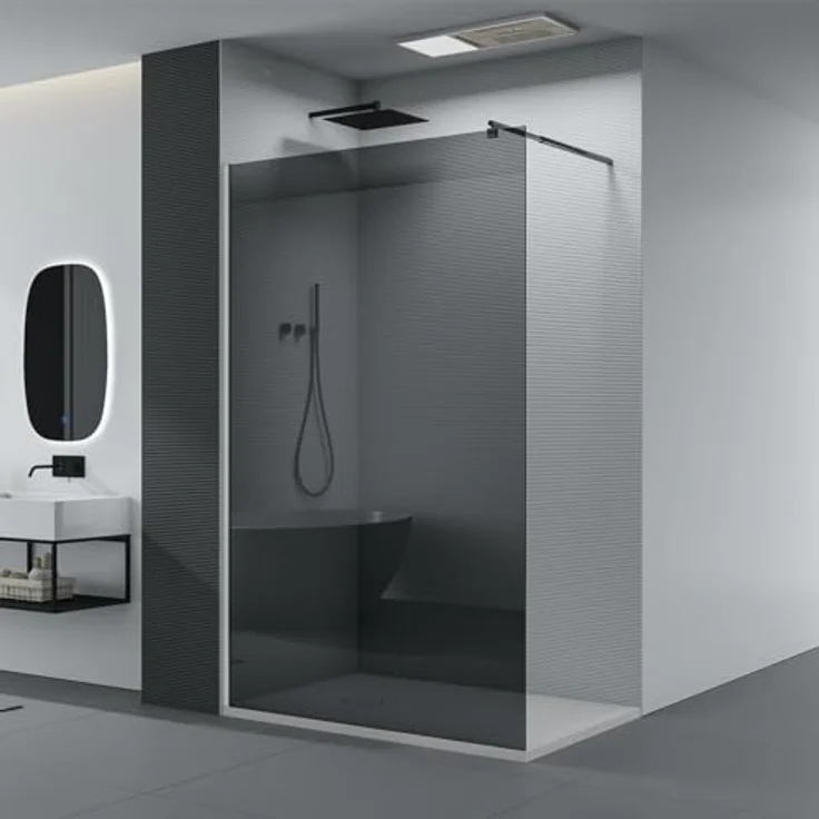 Bernstein Walk-In Nano Duschabtrennung EX101, Echtglas 10mm, graues Glas, Wandprofil Chrom, 140cm – Bild 7