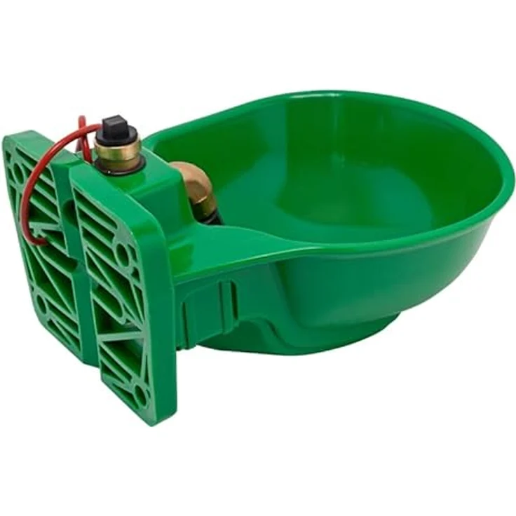 Kerbl Heizbares Tränkebecken aus Kunststoff mit Rohrventil HP20/230, 2,8 Liter, farbe grün, integriertes Frostschutzthermostat, regulierbarer Wasserdurchfluss bis 11 L/min – Bild 4