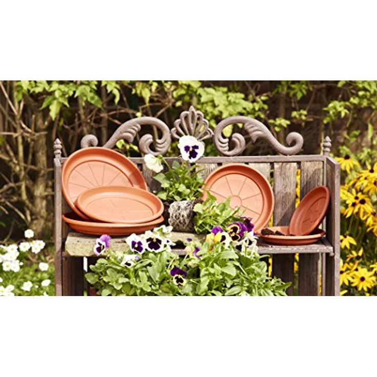 greemotion Blumentopfuntersetzer Terrakotta - Frostbeständiger Untersetzer für Balkon, Terrasse und Wohnung - 14 cm Durchmesser - Pflanzkübel Untersetzer aus Kunststoff - UV-beständig - Anthrazit und Taupe erhältlich – Bild 2