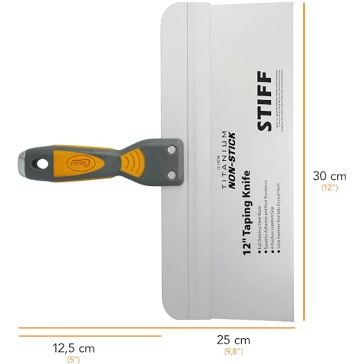 Clauss Spachtel 12" (30,5 cm) | Titanium Bonded Edelstahlklinge mit Antihaftbeschichtung | rutschfester, ergonomischer Griff | ideal als Flächenspachtel – Bild 2
