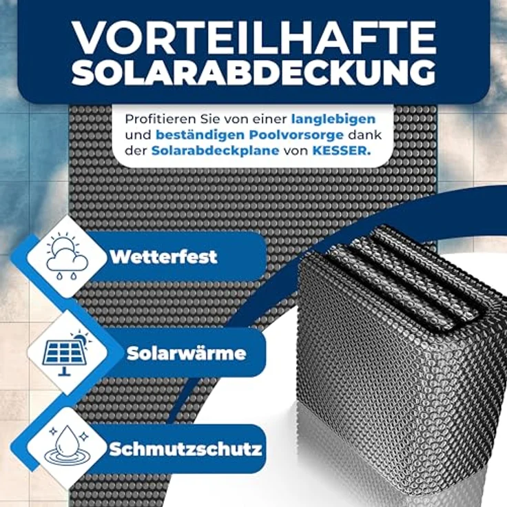 KESSER Pool Solarabdeckplane Rund Ø 244 cm Solarfolie Stärke 120 µm Solarabdeckung Solarplane zuschneidbar Poolsolarplane Solar Folie Poolheizung für Wassererwärmung Wärmeplane Schwarz, Ø 305 cm – Bild 5