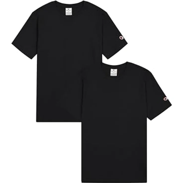 Champion T-Shirt Casual, Herren, Figurbetont, 100% Baumwolle, Schwarz, 2er-Pack (L) – Bild 1