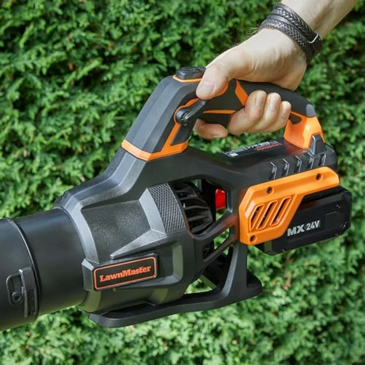 LawnMaster MX 24V Akku-Laubbläser, kabelloser Axialgebläser mit 4,0 Ah Lithium-Ionen-Akku, 240 Minuten Laufzeit, schwarz – Bild 6