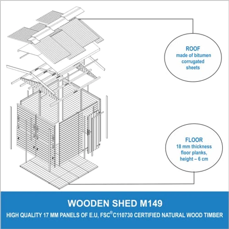 TIMBELA M149 Holz Gartenhaus, Marktbude Holz, Qualitäts Schiffslatten Kiefern Fichte Verkaufsstand Holzhaus mit Theke 200x200/4m2, große multifunktionale Garten-Bar Verkaufshütte Verkaufsstände – Bild 5