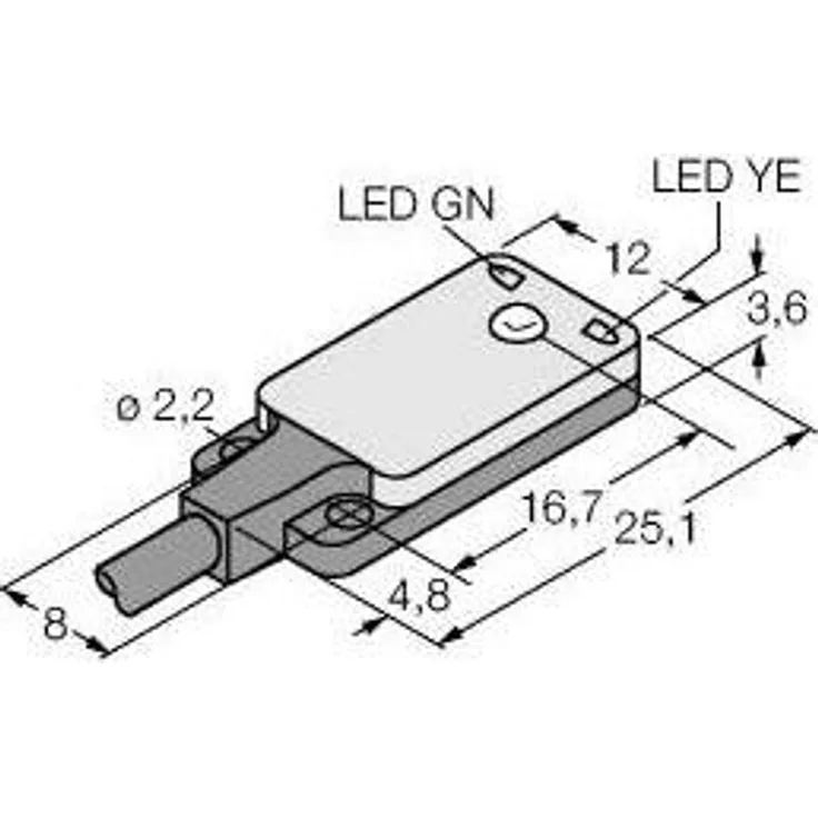 Turck Miniatursensor, Bewegungsmelder mit 3000 mm Reichweite, NPN-Ausgang und flacher Bauform, PVC gefertigt