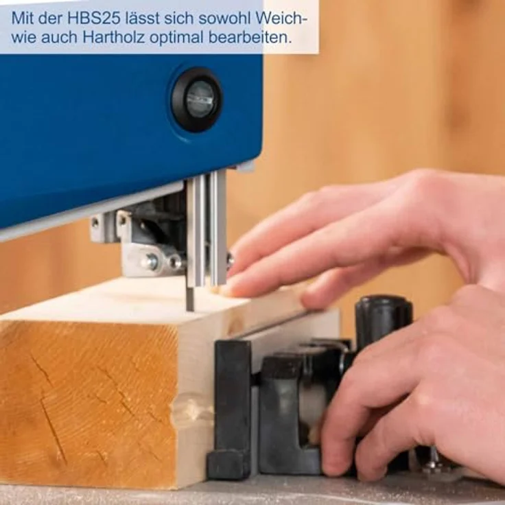 Scheppach Bandsäge HBS25 | Durchlasshöhe 80 mm | Schnittgeschwindigkeit 880 m/min | Tischverstellung 0° – 45° | Bandrad 200 mm | Sägebandlänge 1400 mm | Inklusive Querschneidlehre und Schiebestock – Bild 4