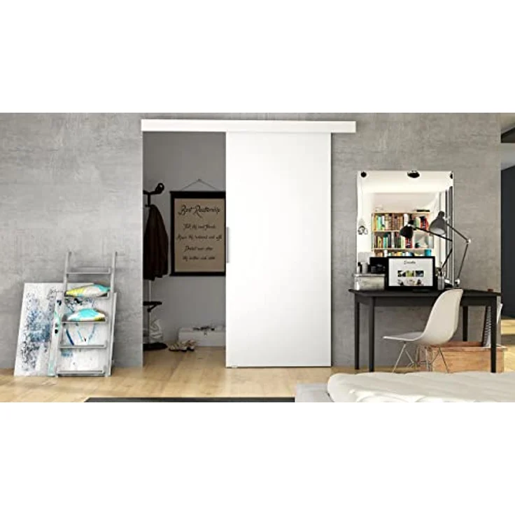 Mirjan24 Schiebetürsystem Pikano I mit Selbstschließer Zimmertür Aluminiumgriffe Komplett-Set für Schiebetüren, Tür Innentüren Trennwände (Weiß, Modell: 70) – Bild 2