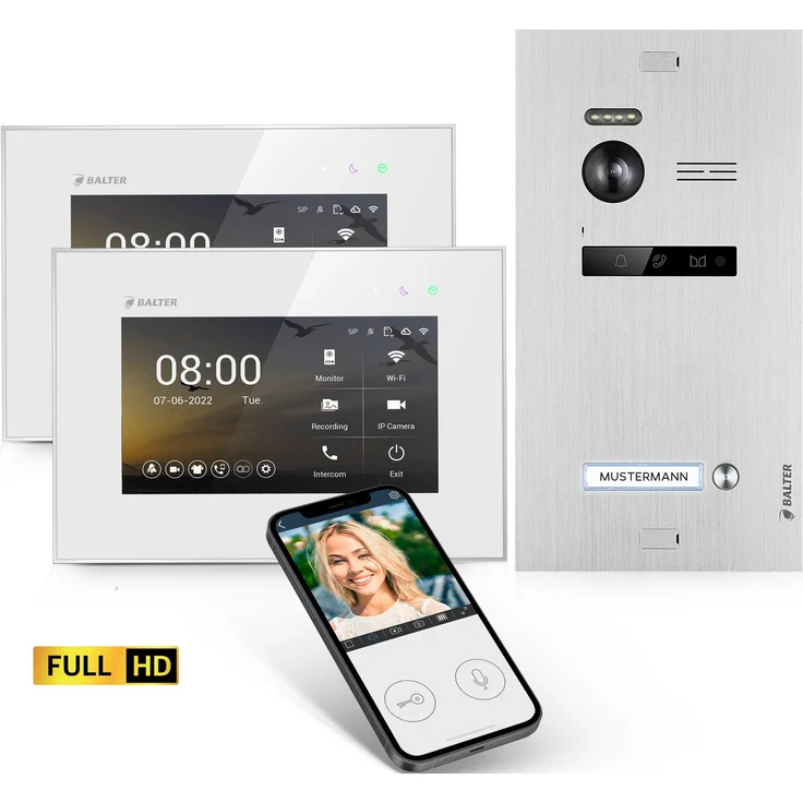Balter Video-Türsprechanlage EVO HD WLAN (Einfamilienhaus, Komplettsett, Full HD Kamera, mit App) – Bild 1