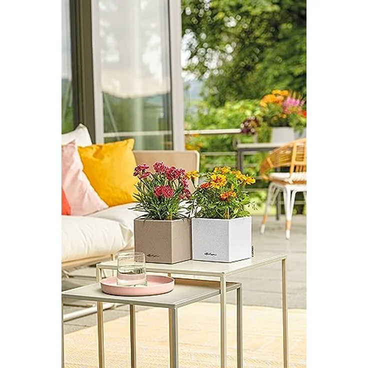 LECHUZA CANTO Stone 14 hochwertiger Kräuterwürfel mit Stick-Bewässerungssystem, sandbeige – Bild 5