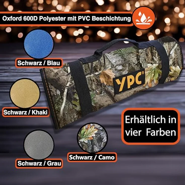 YPC VarioRoll XL, Werkzeugtasche rollbar 56x34cm mit 20 Steckfächern und 15 Schlaufen, wasserfestes Oxford 600D Polyester – Bild 5