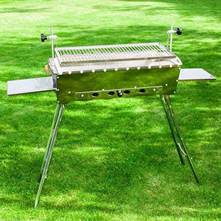 Mangal Edelstahl ideal 2 mm rostfrei Schaschlik Grill BBQ, Holzkohlegrill – Bild 2
