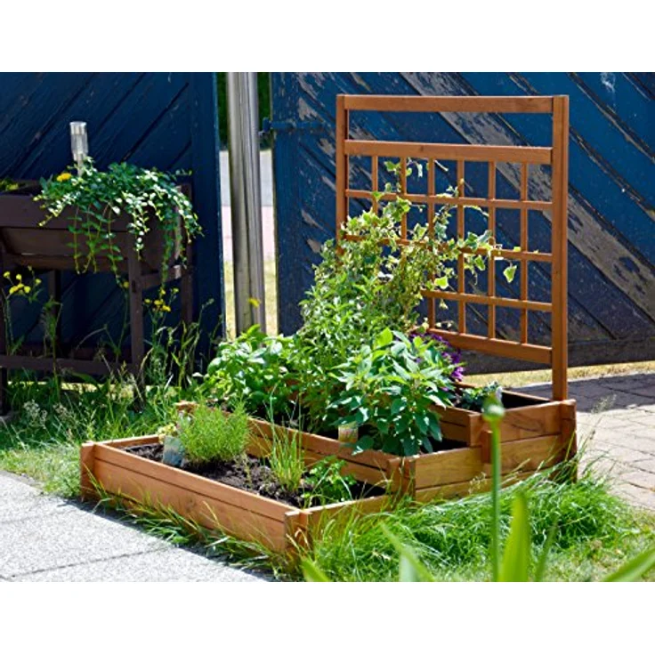 dobar Hochbeet, Drei-EtagenPeru aus Holz mit Spalier Rankgitter: Pflanzkasten Frühbeet Bausatz für Gemüse, braun, 110x88x115 cm, 58185FSC – Bild 6