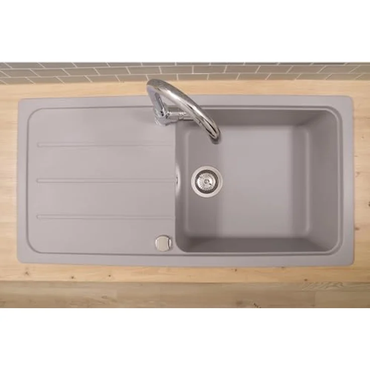 Respekta Austin Massivgranit Spüle 100 x 50 cm, hitzebeständig, 1 Becken, grau, für Unterschränke ab 60 cm Breite – Bild 4