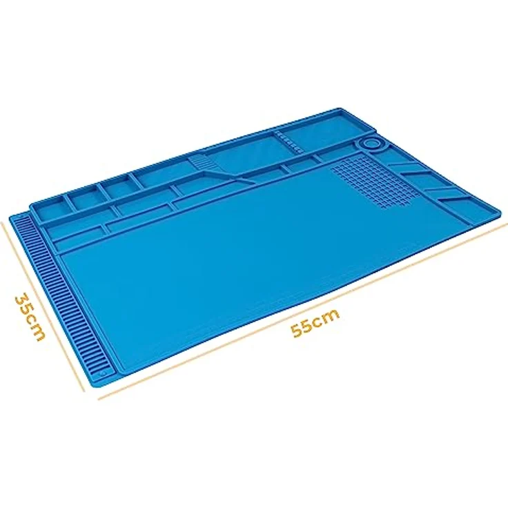 MC POWER - ESD Silikon-Lötmatte | LM-18 | Große flexible Löt-Unterlage 55x35cm, Schweiß-Reparatur-Unterlage hitzebeständig bis 500 °C antistatisch, abwischbar und zusammenrollbar – Bild 3