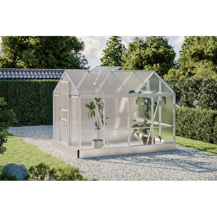 OUTFLEXX Flora Gewächshaus, Aluminium in Silber, geräumiges Gewächshaus mit optimalem Schutz