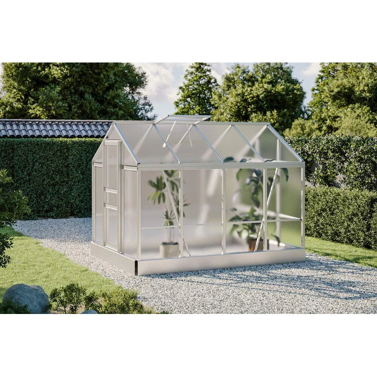 OUTFLEXX Flora Gewächshaus, Aluminium in Silber, geräumiges Gewächshaus mit optimalem Schutz