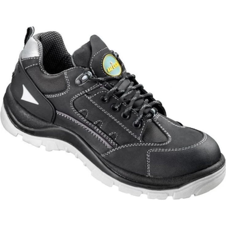 Wica Halbschuh Cesaro, Sicherheitsschuhe S3 aus schwarzem Nubukleder mit rutschhemmender PU-Laufsohle und TPU-Fersenstabilisator, Gr. 40