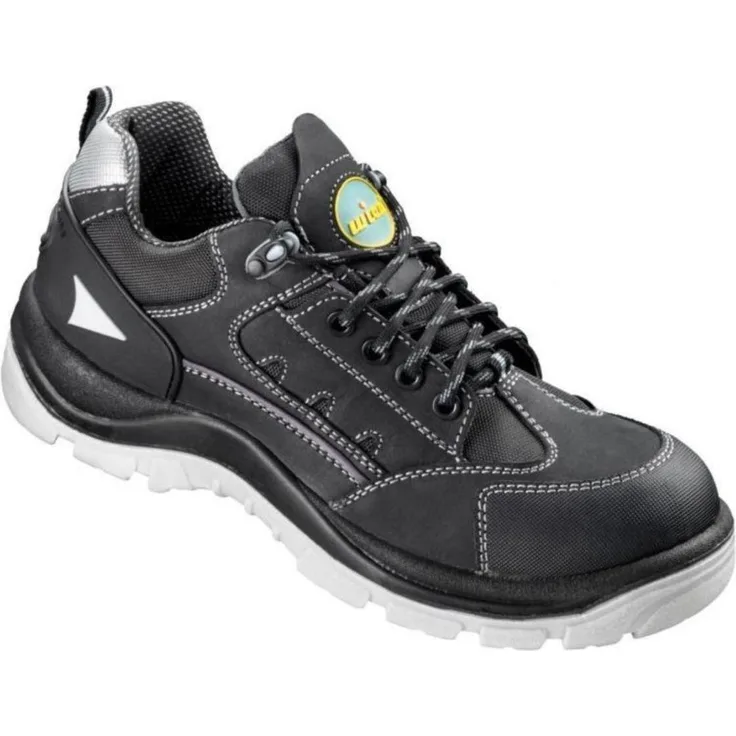 Wica Halbschuh Cesaro, Sicherheitsschuhe S3 aus schwarzem Nubukleder mit rutschhemmender PU-Laufsohle und TPU-Fersenstabilisator, Gr. 40