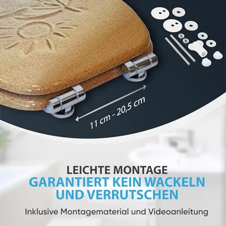 Sanilo WC Sitz Sunshine, Toilettendeckel aus Holz mit Absenkautomatik, antibakterieller Oberfläche, stabil und pflegeleicht – Bild 5
