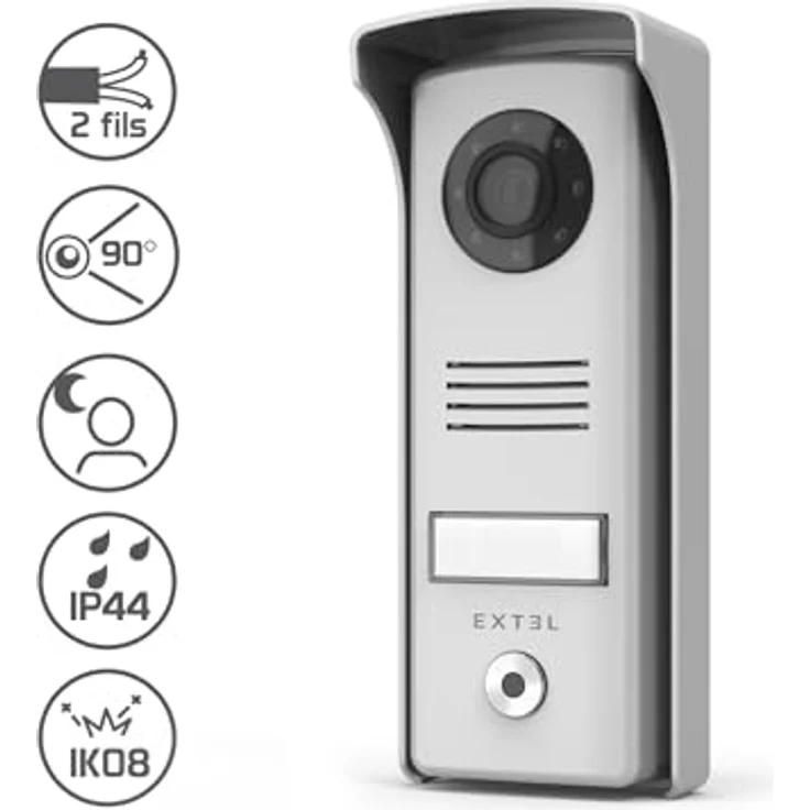 Extel COMPACT Video-Türsprechanlage, 2 Draht, 11 cm Touch-Monitor, Aluminiumgehäuse, Schwarz – Bild 6