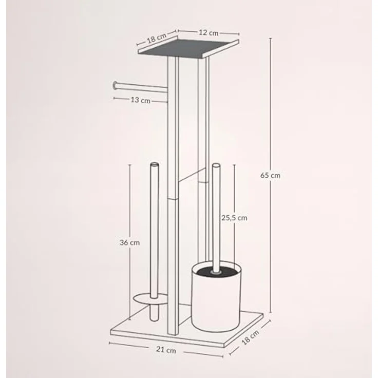 NUXIO HYLLA WC-Reinigungsbürste mit Papierhalter und Handyablage, 65 cm, Edelstahl, glänzend oder matt schwarz, modernes Design – Bild 9