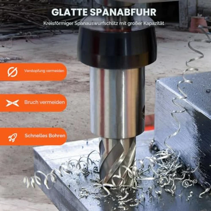VEVOR Kronenbohrer-Set Metall 6 tlg. HSS-Kernbohrer 1-2 Zoll, 50,8 mm Schnitttiefe, inklusive Führungsstifte und Transportkoffer für Magnetbohrmaschinen – Bild 4