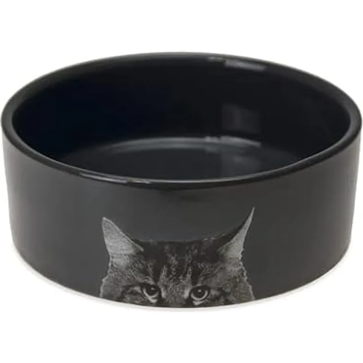 Karlie K Katzenteller, Keramik, Anthrazit, 250 ml, 11,5 x 11,5 x 4 cm, 180 g