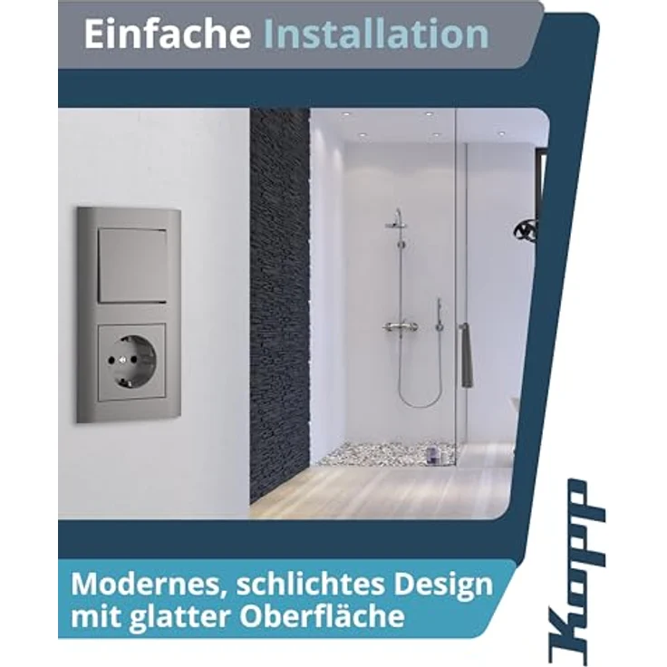 Kopp Abdeckrahmen Athenis 2-fach, Stahl, senkrechte und waagerechte Installation – Bild 5