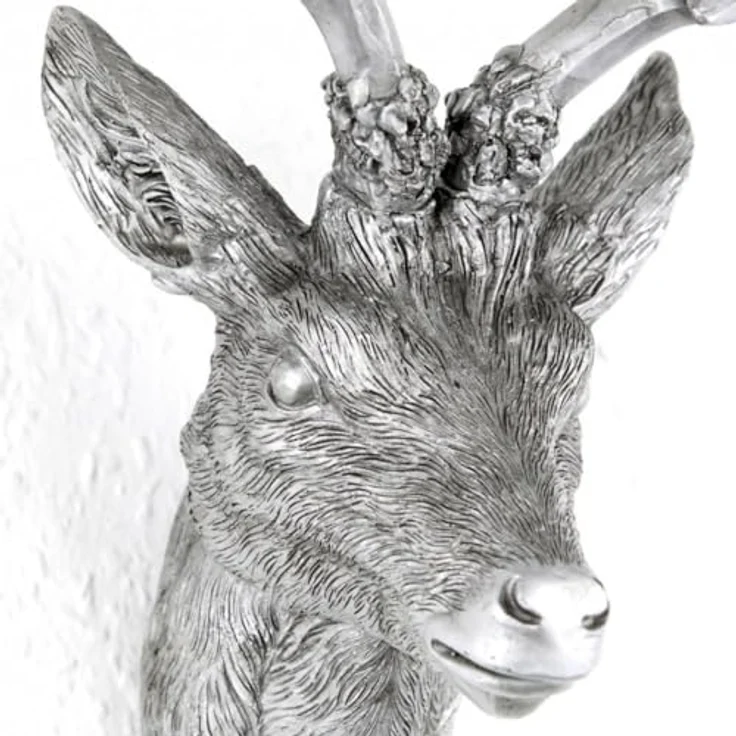 Linder Hirschgeweih 10 Ender in Silber Hirschkopf Wand Deko Jagd Geweih 20 x 30 cm – Bild 3