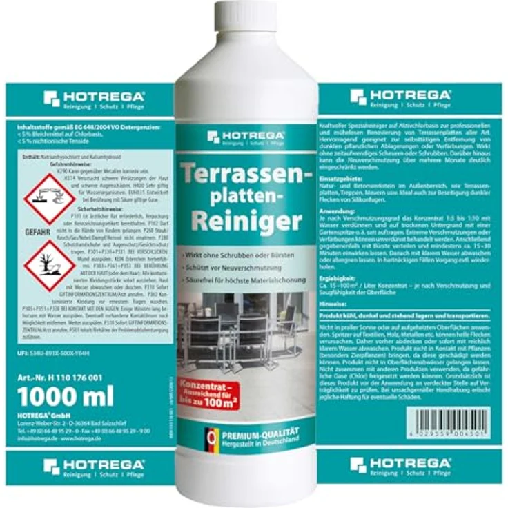 HOTREGA Terrassenplatten Reiniger Set 5 L + GLORIA Drucksprüher - Effektive Reinigung für Terrasse und Balkon – Bild 2