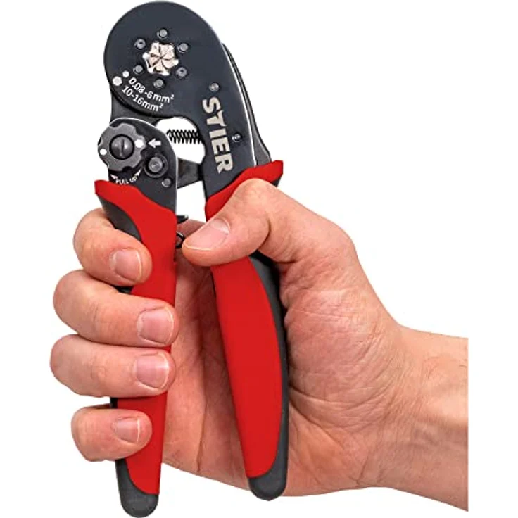 STIER Crimpzange für Aderendhülsen Sechskant-Pressung 16 mm², Quetschzange, Presszange, Aderendhülsenzange Sechskant, ergonomisch geformter Griff – Bild 5