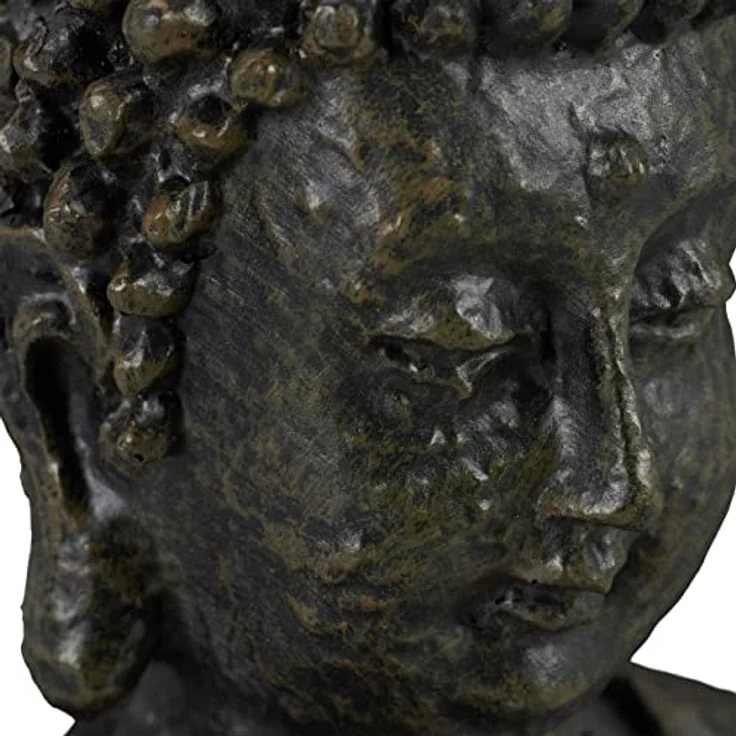 Relaxdays Buddha Figur sitzend, 30 cm, Gartenfigur, Dekofigur Wohnzimmer, Keramik, wetterfest, frostsicher, dunkelgrau – Bild 8