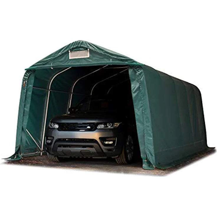 TOOLPORT Garagenzelt Carport 3,3 x 6,0 m, dunkelgrün, mit PROFI PVC Plane, 100% wasserdicht, mobile Garage mit stabiler Stahlkonstruktion – Bild 1