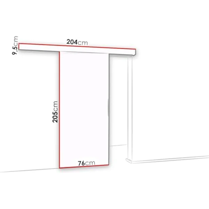 Mirjan24 Schiebetürsystem Mirror Komplett-Set für Schiebetüren, Abstandsführung Trennwände Innentüren (Weiß + Spiegel, Modell 70.) - Solide Aluminiumgriffe, Metallkugellagerschiebesystem – Bild 3