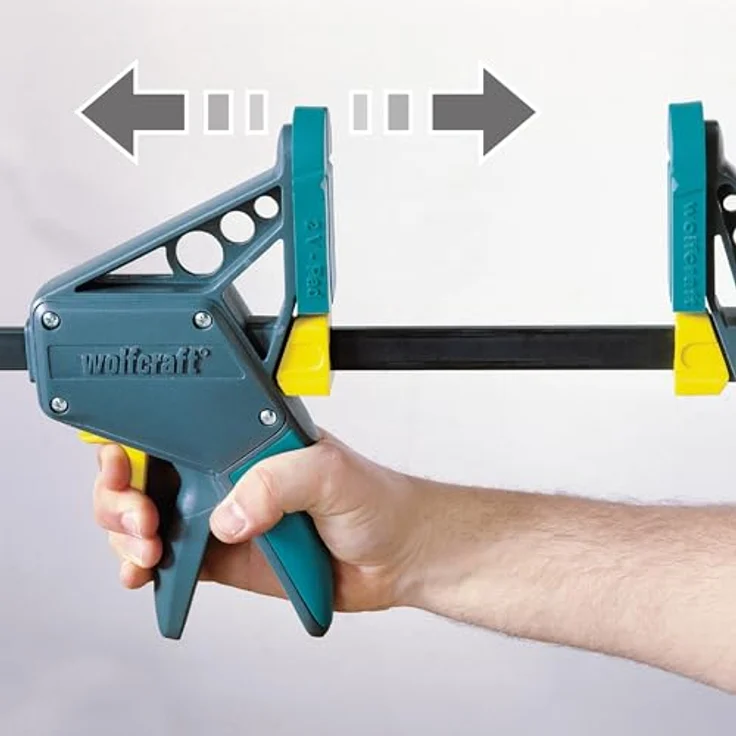 wolfcraft EHZ 100-300 Einhandzwinge PRO 3031000, Kraftvolle Zwinge zum professionellen Spannen von Werkstücken mit nur einer Hand, Spannkraft: 120 kg - Spannweite: 300 mm – Bild 2