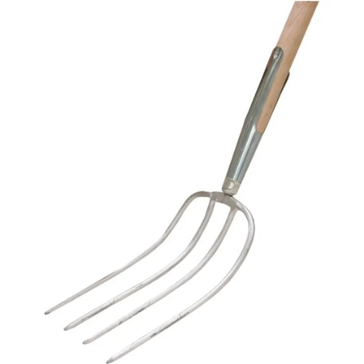 Xclou Garden Dunggabel mit 4 Zinken mehrfarbig, Mistgabel mit Schienenzwinge und Stiel aus hochwertigem Eschenholz, gute Handhabung und Kraftübertragung durch langen Stiel, Gesamtlänge der Gabel: ca. 135 cm – Bild 2