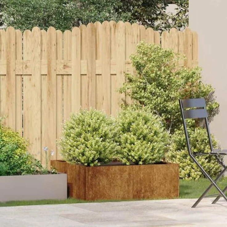 vidaXL Hochbeet Pflanzkübel Rostig 80x80x30 cm, wetterfester Stahl, dekoratives Pflanzgefäß für Garten und Terrasse – Bild 2