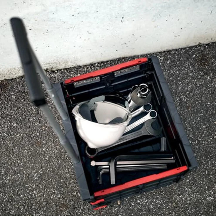 Kistenberg zusammenklappbarer Transportwagen Cart, Tragfähigkeit bis zu 25 kg, wetterfester Kunststoff, Teleskopgriff aus Aluminium – Bild 6
