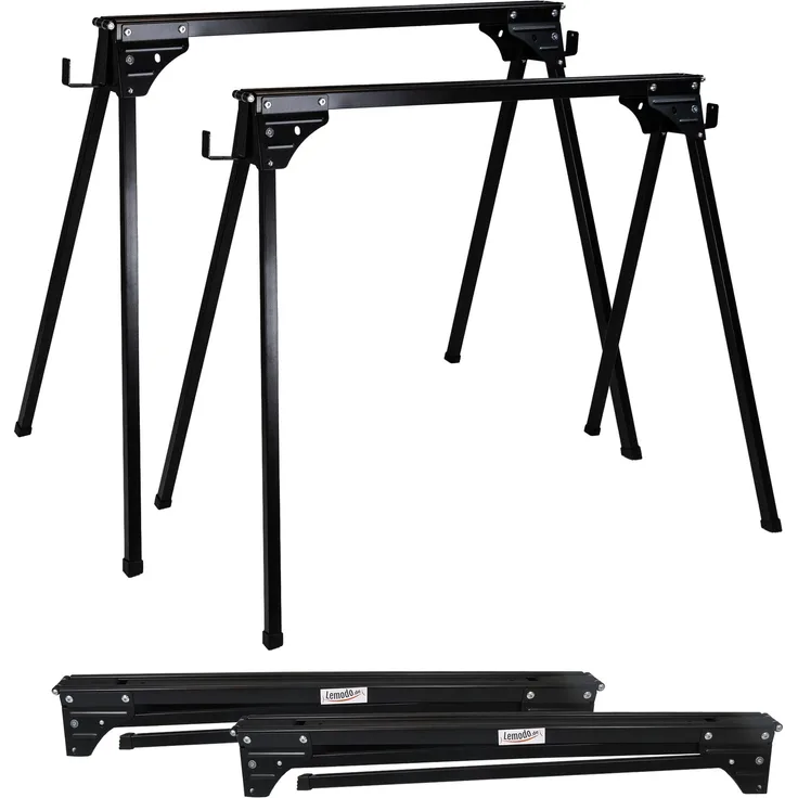 Lemodo Sägebock Arbeitsböcke 2er Set klappbar, 400 kg max. Belastbarkeit, Stahlkonstruktion, leicht und mobil, schwarz