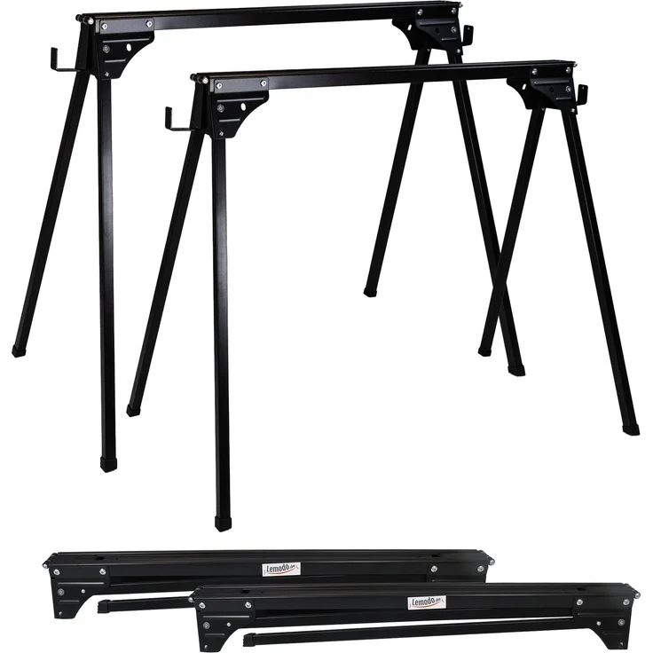 Lemodo Sägebock Arbeitsböcke 2er Set klappbar, 400 kg max. Belastbarkeit, Stahlkonstruktion, leicht und mobil, schwarz – Bild 1
